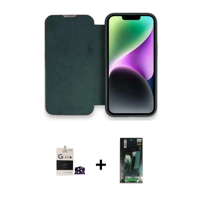 MARSİLYAN™- iPhone 14 Pro Max Kılıf Siluet Minimal Serisi - Şeffaf 360 Full Body Arka Koruyucu + Derin Mor Bilvis Titan Kamera Lens