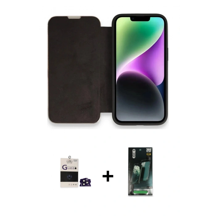 MARSİLYAN™- iPhone 14 Pro Max Kılıf Siluet Minimal Serisi - Şeffaf 360 Full Body Arka Koruyucu + Derin Mor Bilvis Titan Kamera Lens