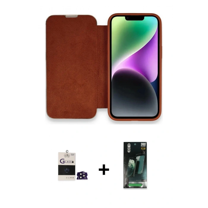 MARSİLYAN™- iPhone 14 Pro Max Kılıf Siluet Minimal Serisi - Şeffaf 360 Full Body Arka Koruyucu + Derin Mor Bilvis Titan Kamera Lens