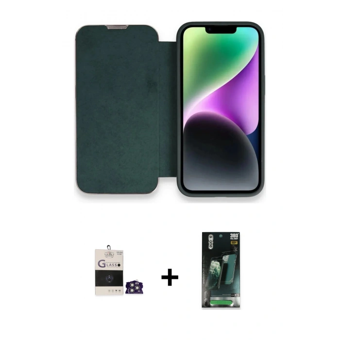 MARSİLYAN™- iPhone 14 Pro Max Kılıf Siluet Minimal Serisi - Şeffaf 360 Full Body Arka Koruyucu + Gümüş Bilvis Titan Kamera Lens