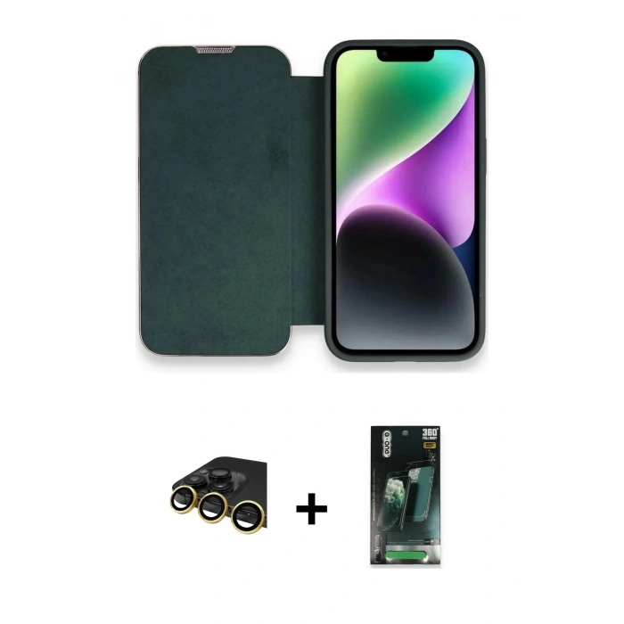 MARSİLYAN™- iPhone 14 Pro Max Kılıf Siluet Minimal Serisi - Şeffaf 360 Full Body Arka Koruyucu + Raze Metal Kamera Lens - GD