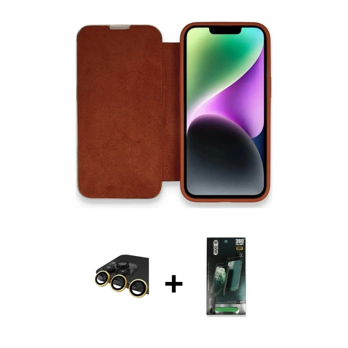 MARSİLYAN™- iPhone 14 Pro Max Kılıf Siluet Minimal Serisi - Şeffaf 360 Full Body Arka Koruyucu + Raze Metal Kamera Lens - GD