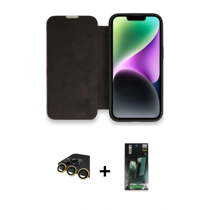 MARSİLYAN™- iPhone 14 Pro Max Kılıf Siluet Minimal Serisi - Şeffaf 360 Full Body Arka Koruyucu + Raze Metal Kamera Lens - GD