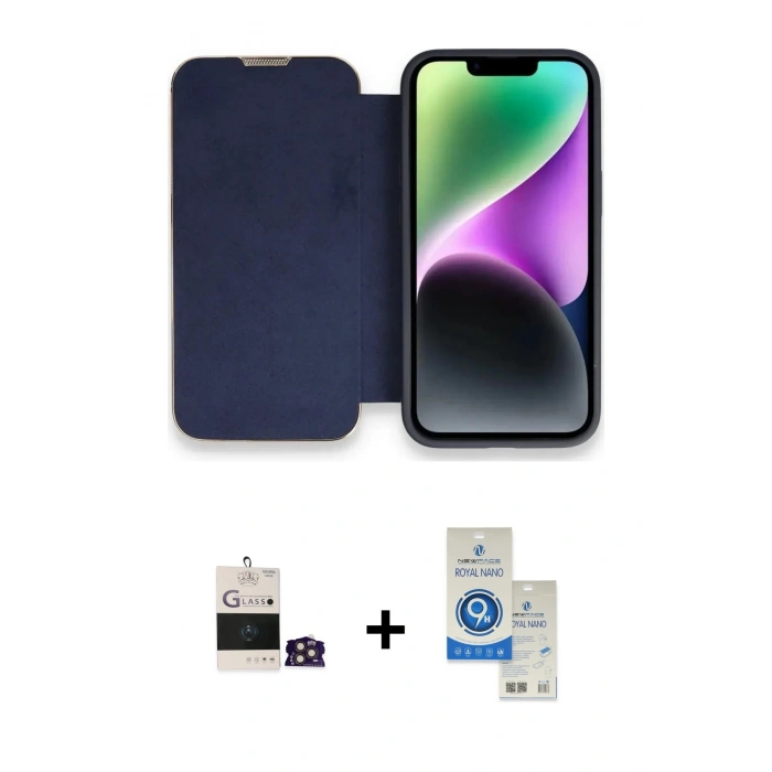 MARSİLYAN™- iPhone 14 Pro Max Kılıf Siluet Minimal Serisi - Şeffaf Royal Nano Ekran Koruyucu + Bilvis Titan Kamera Lens - GD