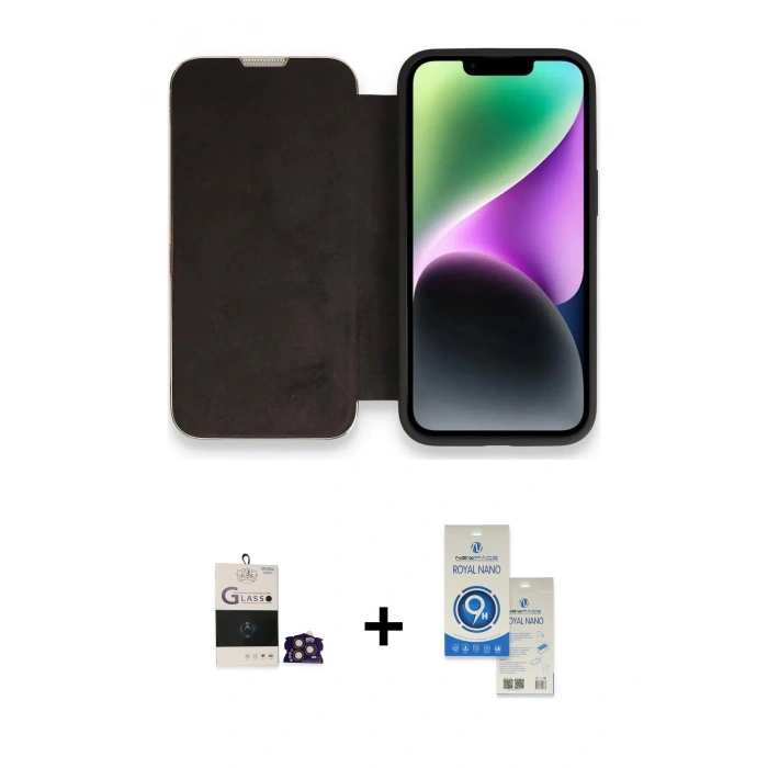 MARSİLYAN™- iPhone 14 Pro Max Kılıf Siluet Minimal Serisi - Şeffaf Royal Nano Ekran Koruyucu + Bilvis Titan Kamera Lens - GD