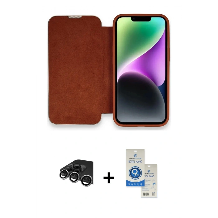 MARSİLYAN™- iPhone 14 Pro Max Kılıf Siluet Minimal Serisi - Şeffaf Royal Nano Ekran Koruyucu + Raze Metal Kamera Lens - GS