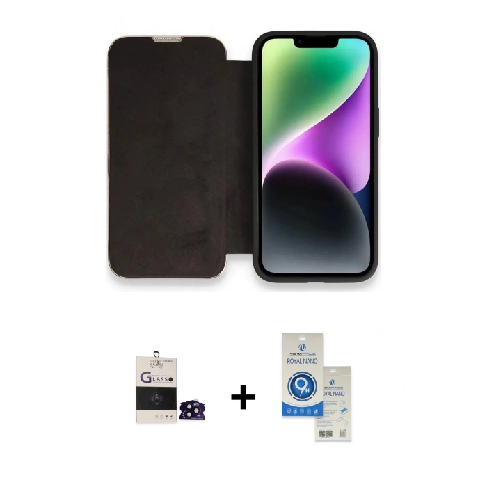 MARSİLYAN™- iPhone 14 Pro Max Kılıf Siluet Minimal Serisi - Şeffaf Royal Nano Ekran Koruyucu + Bilvis Titan Kamera Lens - SH
