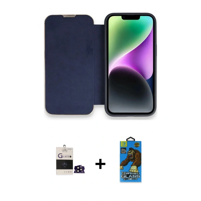 MARSİLYAN™- iPhone 14 Pro Max Kılıf Siluet Minimal Serisi - Siyah 18D Cam Ekran Koruyucu + Bilvis Titan Kamera Lens - SH