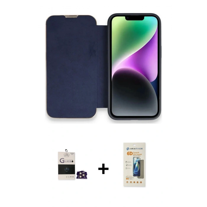 MARSİLYAN™- iPhone 14 Pro Max Kılıf Siluet Minimal Serisi - Siyah 6D Mat Seramik Hayalet Nano Ekran Koruyucu + Bilvis Titan Kamera Lens - GD