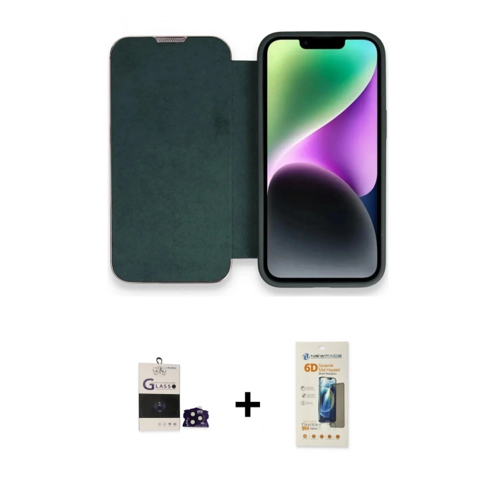 MARSİLYAN™- iPhone 14 Pro Max Kılıf Siluet Minimal Serisi - Siyah 6D Mat Seramik Hayalet Nano Ekran Koruyucu + Bilvis Titan Kamera Lens - SH