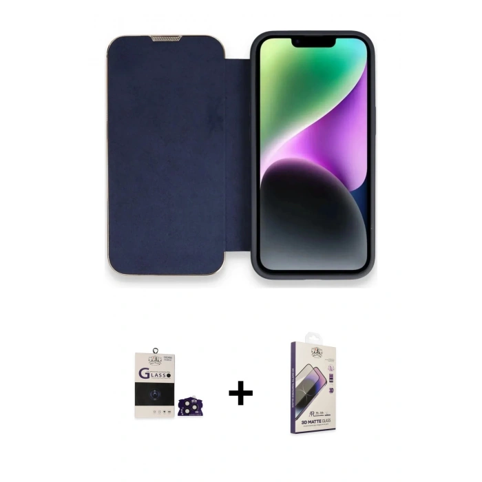 MARSİLYAN™- iPhone 14 Pro Max Kılıf Siluet Minimal Serisi - Siyah Bilvis 3D Mat Cam Ekran Koruyucu + Bilvis Titan Kamera Lens - DNMR