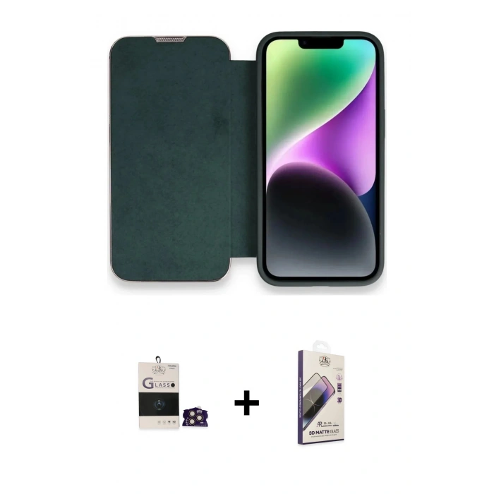 MARSİLYAN™- iPhone 14 Pro Max Kılıf Siluet Minimal Serisi - Siyah Bilvis 3D Mat Cam Ekran Koruyucu + Bilvis Titan Kamera Lens - GD