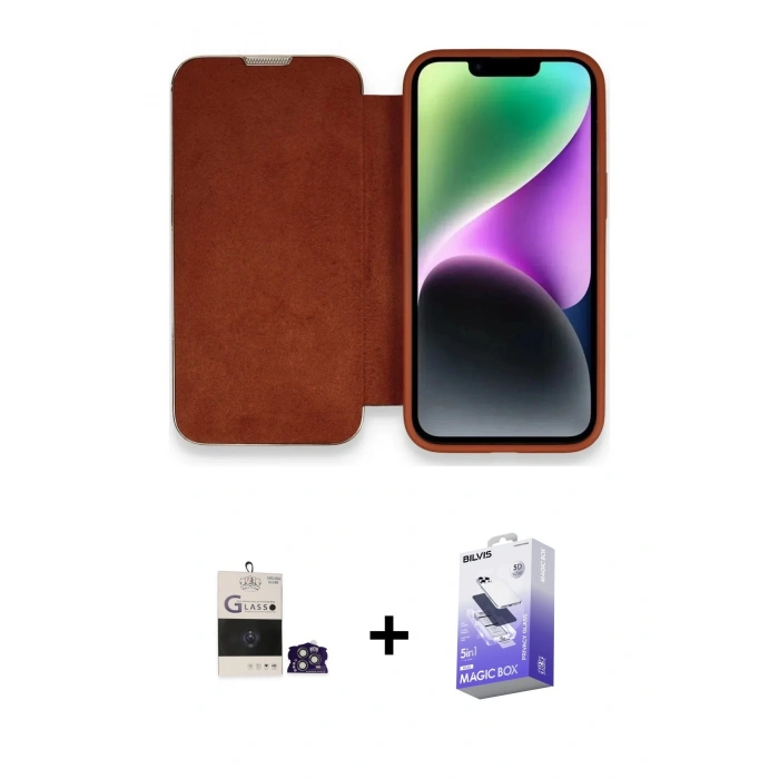 MARSİLYAN™- iPhone 14 Pro Max Kılıf Siluet Minimal Serisi - Siyah Bilvis 5in1 5D Magic Hayalet Cam Ekran Koruyucu + Bilvis Titan Kamera Lens - GS