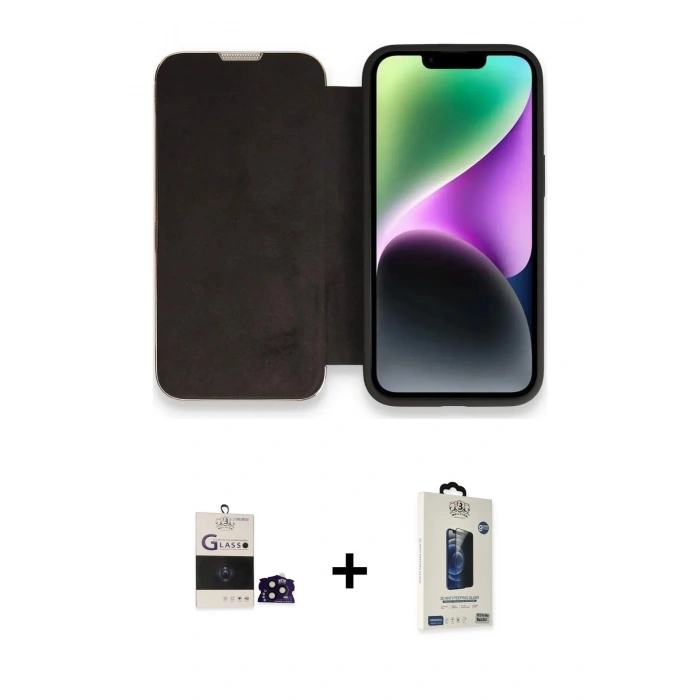 MARSİLYAN™- iPhone 14 Pro Max Kılıf Siluet Minimal Serisi - Siyah Bilvis Hayalet Cam Ekran Koruyucu + Siyah Bilvis Titan Kamera Lens