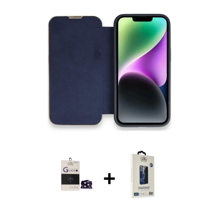 MARSİLYAN™- iPhone 14 Pro Max Kılıf Siluet Minimal Serisi - Siyah Bilvis Hayalet Cam Ekran Koruyucu + Siyah Bilvis Titan Kamera Lens