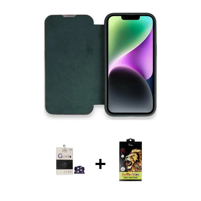 MARSİLYAN™- iPhone 14 Pro Max Kılıf Siluet Minimal Serisi - Siyah Buffer Cam Ekran Koruyucu + Bilvis Titan Kamera Lens - GS