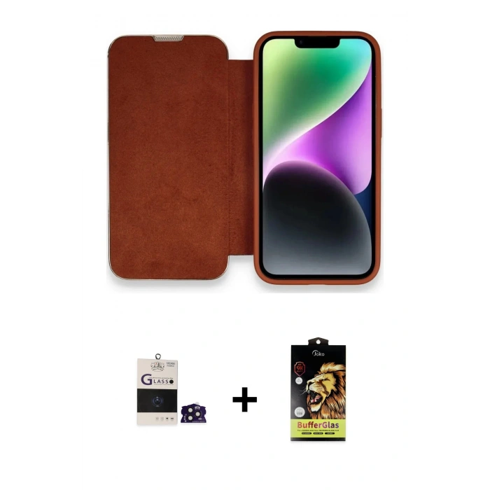 MARSİLYAN™- iPhone 14 Pro Max Kılıf Siluet Minimal Serisi - Siyah Buffer Cam Ekran Koruyucu + Derin Mor Bilvis Titan Kamera Lens