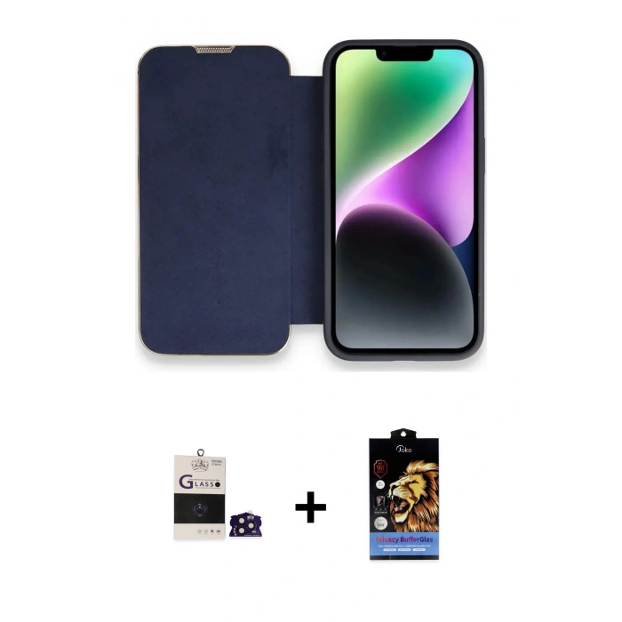 MARSİLYAN™- iPhone 14 Pro Max Kılıf Siluet Minimal Serisi - Siyah Buffer Hayalet Cam Ekran Koruyucu + Bilvis Titan Kamera Lens - DNMR