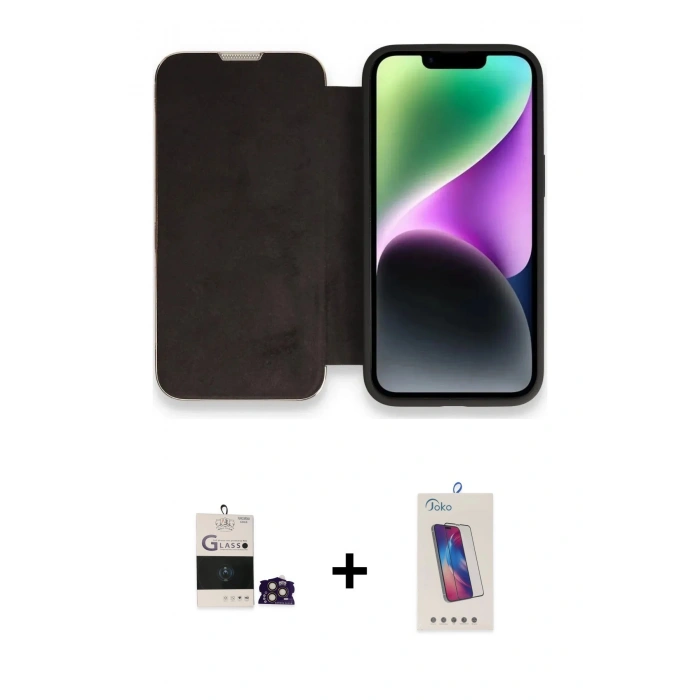 MARSİLYAN™- iPhone 14 Pro Max Kılıf Siluet Minimal Serisi - Siyah Joko 5D Cam + Bilvis Titan Kamera Lens - GD