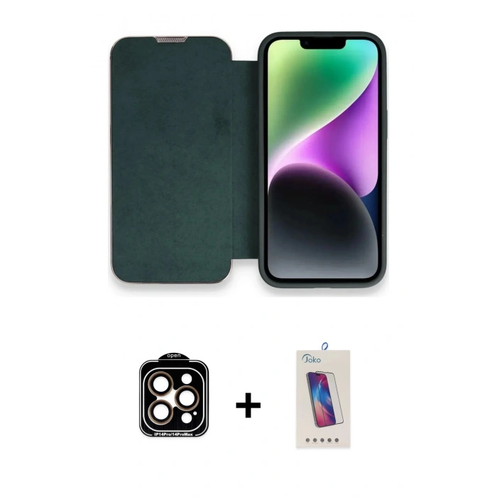 MARSİLYAN™- iPhone 14 Pro Max Kılıf Siluet Minimal Serisi - Siyah Joko 5D Cam + PVD Metal Kamera Lens - TU