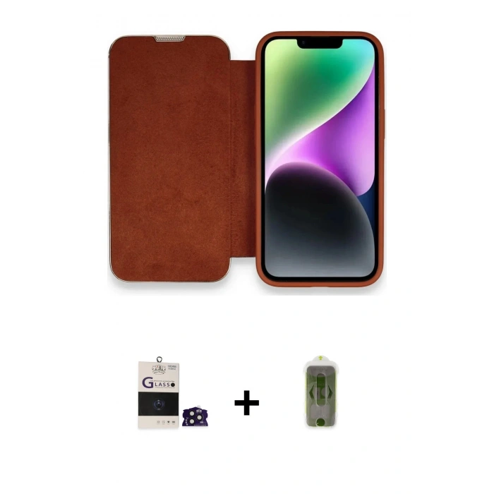 MARSİLYAN™- iPhone 14 Pro Max Kılıf Siluet Minimal Serisi - Siyah Joko Magic 5D Hayalet Cam + Derin Mor Bilvis Titan Kamera Lens