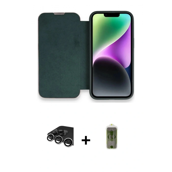 MARSİLYAN™- iPhone 14 Pro Max Kılıf Siluet Minimal Serisi - Siyah Joko Magic 5D Hayalet Cam + Raze Metal Kamera Lens - GS