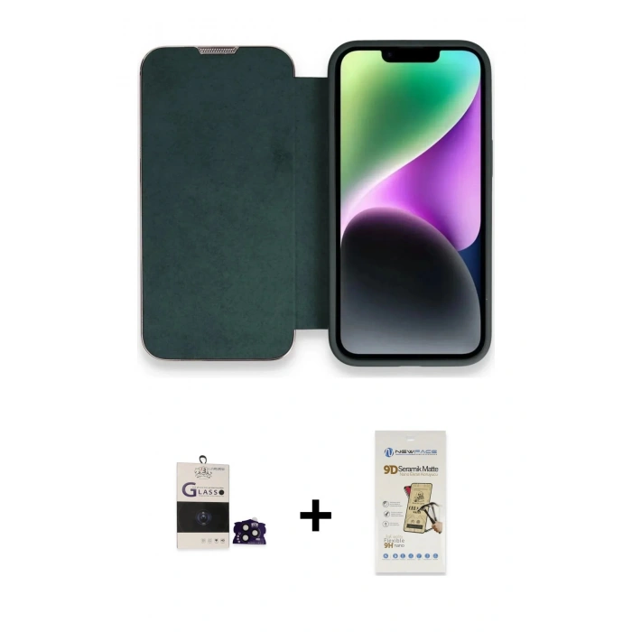 MARSİLYAN™- iPhone 14 Pro Max Kılıf Siluet Minimal Serisi - Siyah Mat Seramik Nano Ekran Koruyucu + Bilvis Titan Kamera Lens - SH
