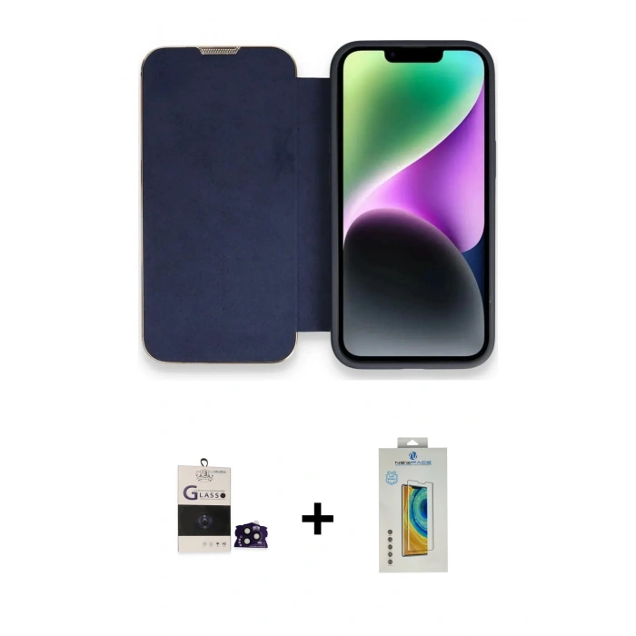 MARSİLYAN™- iPhone 14 Pro Max Kılıf Siluet Minimal Serisi - Siyah Polymer Nano Ekran Koruyucu + Siyah Bilvis Titan Kamera Lens