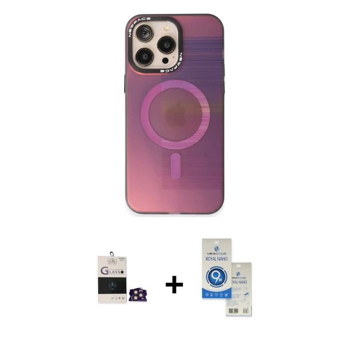 MARSİLYAN™- iPhone 14 Pro Max Kılıf Siluet Modern Koleksiyonu - Şeffaf Royal Nano Ekran Koruyucu + Bilvis Titan Kamera Lens - GD