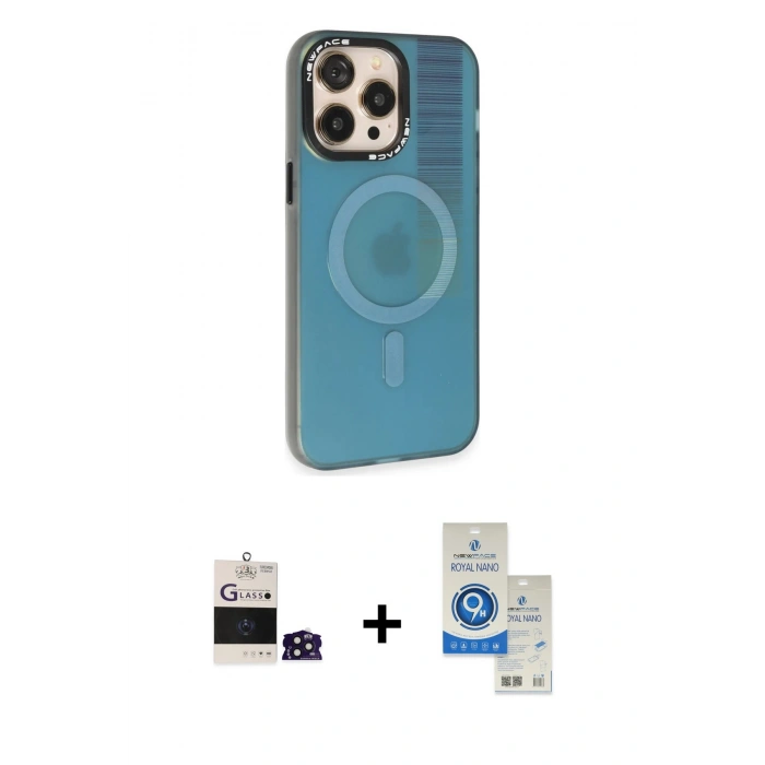 MARSİLYAN™- iPhone 14 Pro Max Kılıf Siluet Modern Koleksiyonu - Şeffaf Royal Nano Ekran Koruyucu + Derin Mor Bilvis Titan Kamera Lens