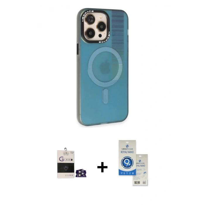 MARSİLYAN™- iPhone 14 Pro Max Kılıf Siluet Modern Koleksiyonu - Şeffaf Royal Nano Ekran Koruyucu + Bilvis Titan Kamera Lens - GS