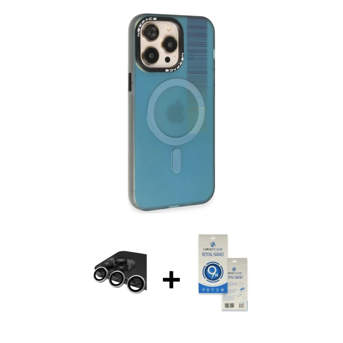 MARSİLYAN™- iPhone 14 Pro Max Kılıf Siluet Modern Koleksiyonu - Şeffaf Royal Nano Ekran Koruyucu + Raze Metal Kamera Lens - GS