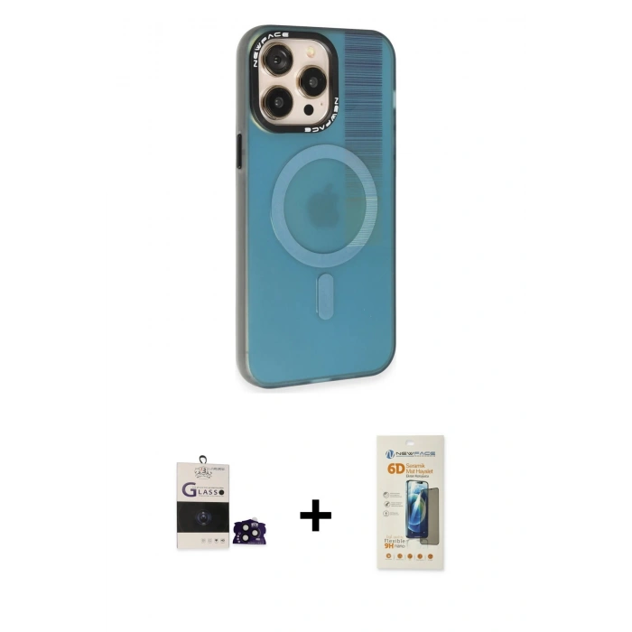 MARSİLYAN™- iPhone 14 Pro Max Kılıf Siluet Modern Koleksiyonu - Siyah 6D Mat Seramik Hayalet Nano Ekran Koruyucu + Bilvis Titan Kamera Lens - SH