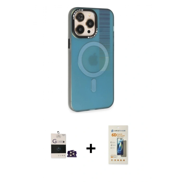 MARSİLYAN™- iPhone 14 Pro Max Kılıf Siluet Modern Koleksiyonu - Siyah 6D Mat Seramik Hayalet Nano Ekran Koruyucu + Bilvis Titan Kamera Lens - GD