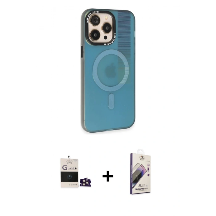 MARSİLYAN™- iPhone 14 Pro Max Kılıf Siluet Modern Koleksiyonu - Siyah Bilvis 3D Mat Cam Ekran Koruyucu + Bilvis Titan Kamera Lens - GD