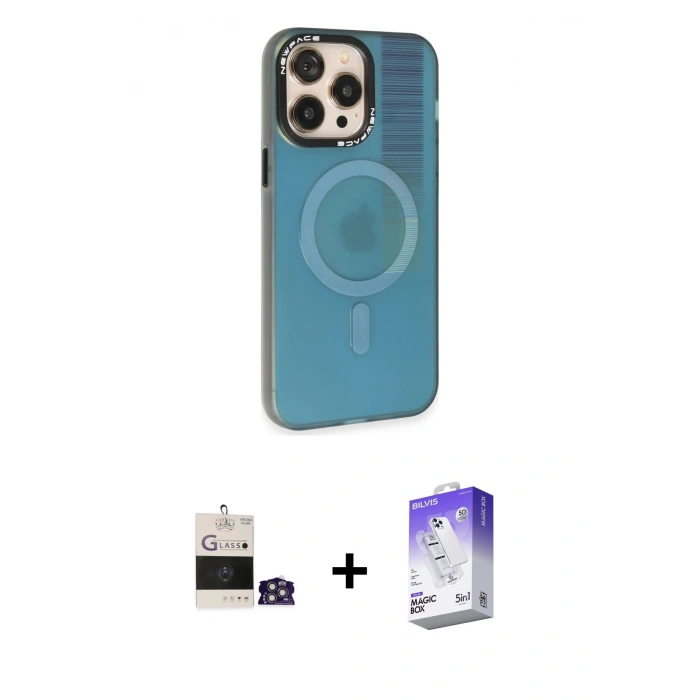 MARSİLYAN™- iPhone 14 Pro Max Kılıf Siluet Modern Koleksiyonu - Siyah Bilvis 5in1 3D Magic Cam Ekran Koruyucu + Bilvis Titan Kamera Lens - GS