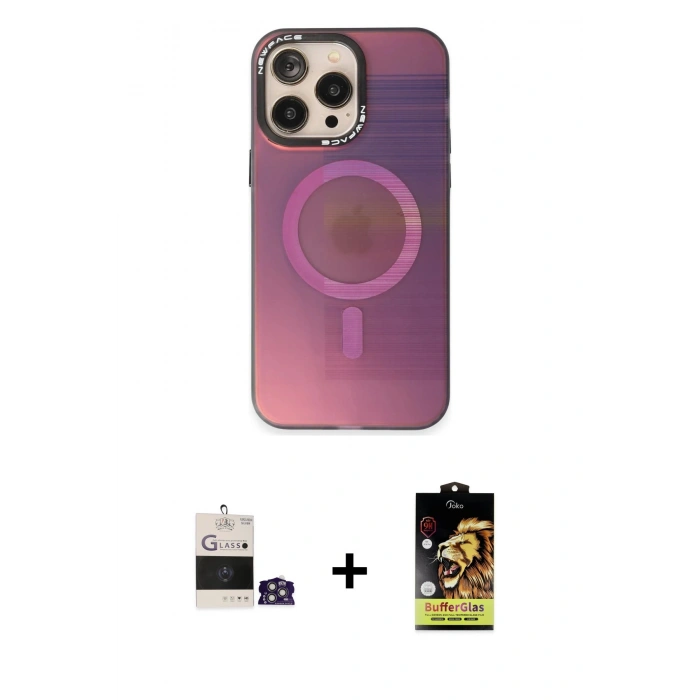 MARSİLYAN™- iPhone 14 Pro Max Kılıf Siluet Modern Koleksiyonu - Siyah Buffer Cam Ekran Koruyucu + Bilvis Titan Kamera Lens - GS