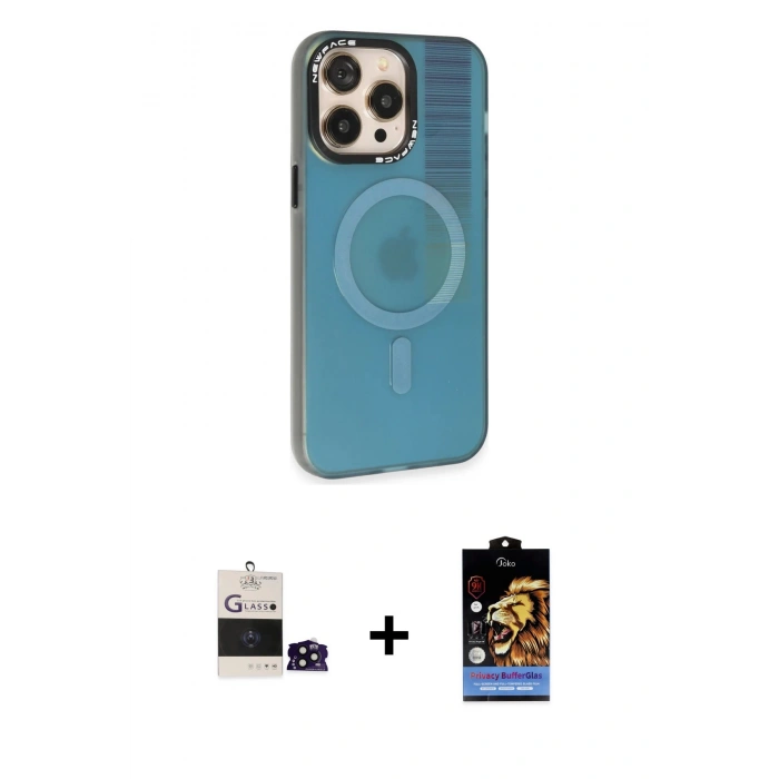 MARSİLYAN™- iPhone 14 Pro Max Kılıf Siluet Modern Koleksiyonu - Siyah Buffer Hayalet Cam Ekran Koruyucu + Bilvis Titan Kamera Lens - SH