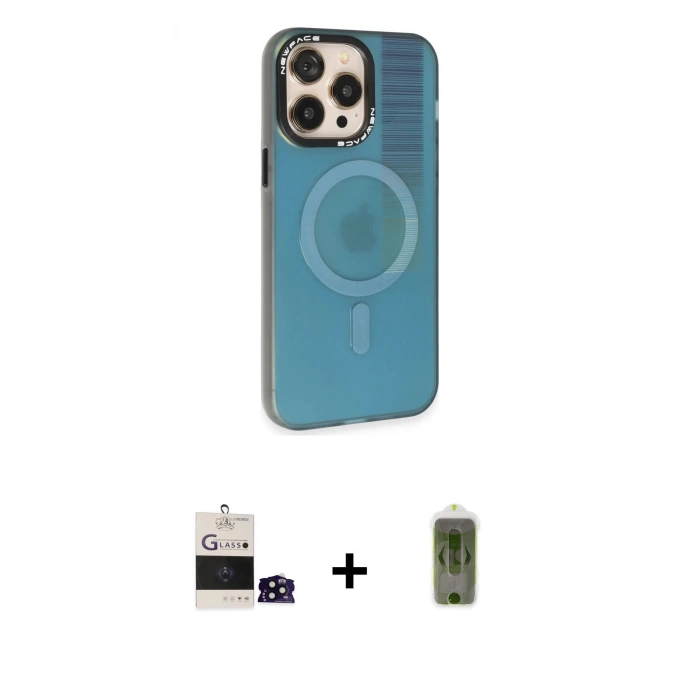 MARSİLYAN™- iPhone 14 Pro Max Kılıf Siluet Modern Koleksiyonu - Siyah Joko Magic 5D Hayalet Cam + Bilvis Titan Kamera Lens - SH