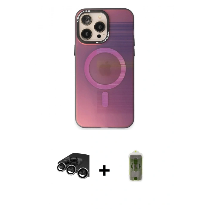 MARSİLYAN™- iPhone 14 Pro Max Kılıf Siluet Modern Koleksiyonu - Siyah Joko Magic 5D Hayalet Cam + Gümüş Raze Metal Kamera Lens