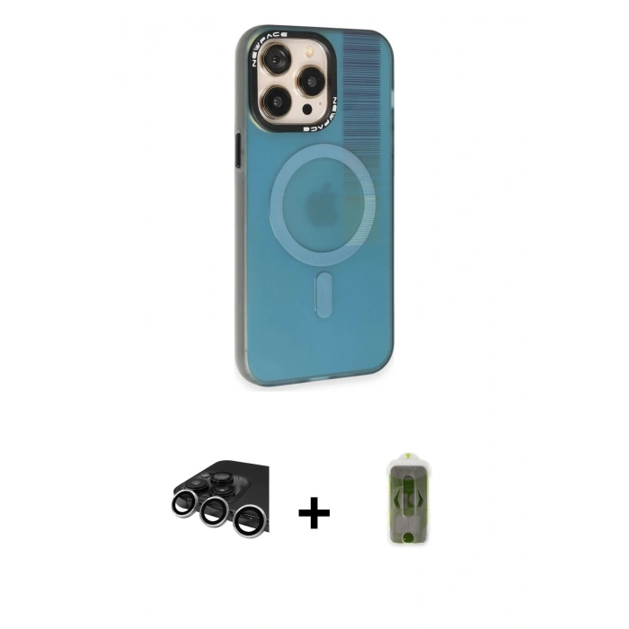 MARSİLYAN™- iPhone 14 Pro Max Kılıf Siluet Modern Koleksiyonu - Siyah Joko Magic 5D Hayalet Cam + Gümüş Raze Metal Kamera Lens