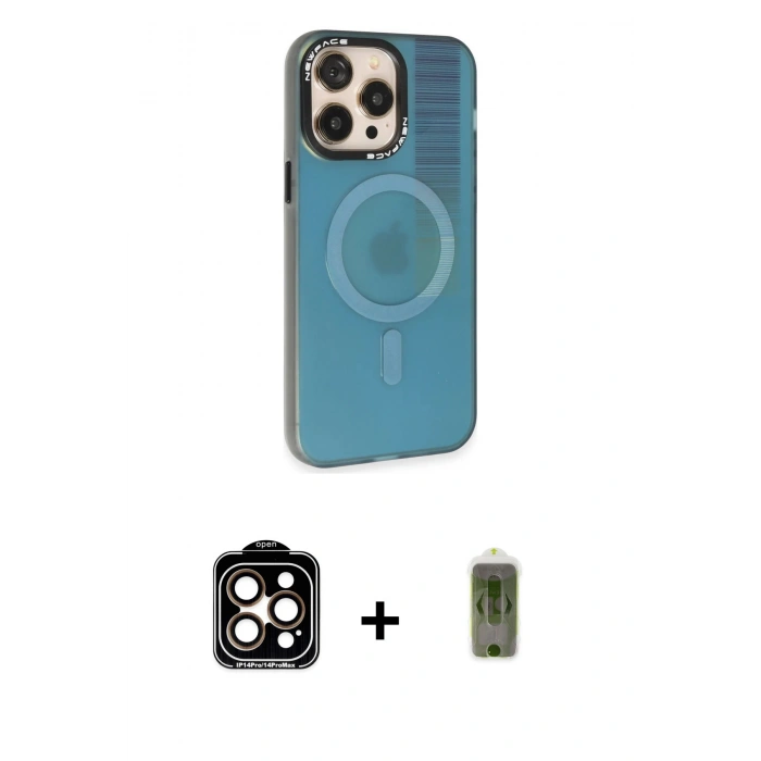 MARSİLYAN™- iPhone 14 Pro Max Kılıf Siluet Modern Koleksiyonu - Siyah Joko Magic 5D Hayalet Cam + PVD Metal Kamera Lens - TU