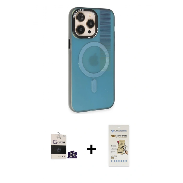 MARSİLYAN™- iPhone 14 Pro Max Kılıf Siluet Modern Koleksiyonu - Siyah Mat Seramik Nano Ekran Koruyucu + Bilvis Titan Kamera Lens - GS