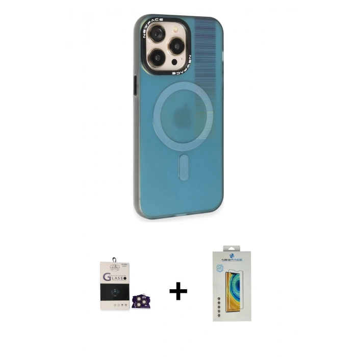 MARSİLYAN™- iPhone 14 Pro Max Kılıf Siluet Modern Koleksiyonu - Siyah Polymer Nano Ekran Koruyucu + Bilvis Titan Kamera Lens - GD