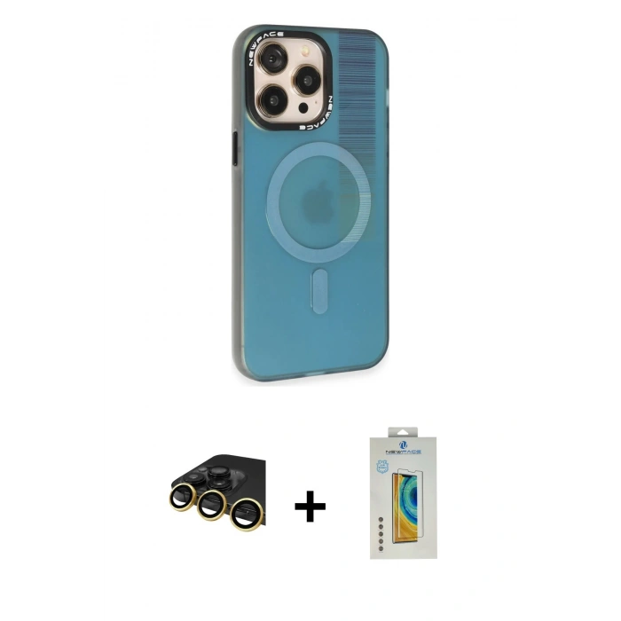MARSİLYAN™- iPhone 14 Pro Max Kılıf Siluet Modern Koleksiyonu - Siyah Polymer Nano Ekran Koruyucu + Raze Metal Kamera Lens - GD