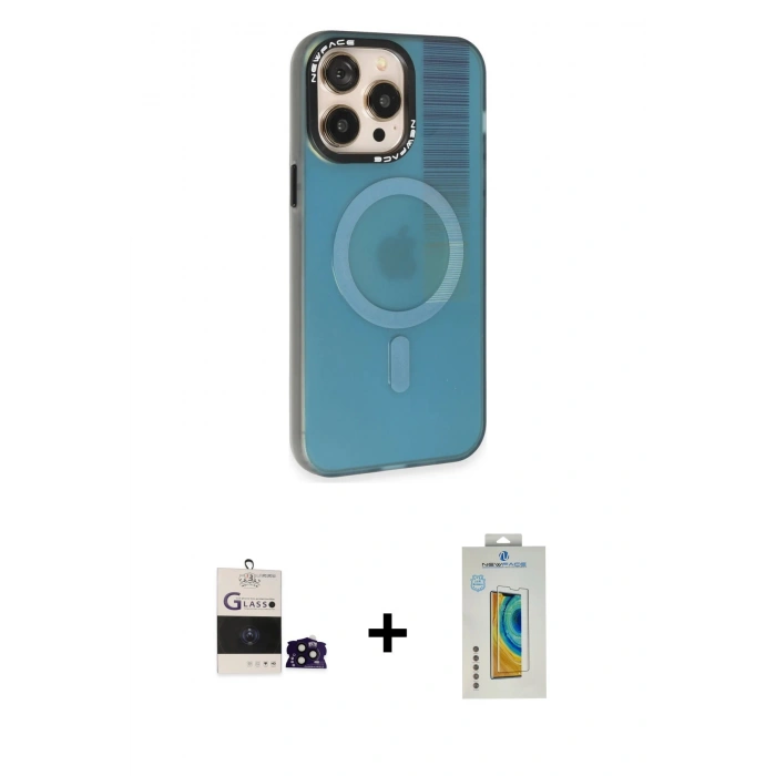 MARSİLYAN™- iPhone 14 Pro Max Kılıf Siluet Modern Koleksiyonu - Siyah Polymer Nano Ekran Koruyucu + Bilvis Titan Kamera Lens - SH