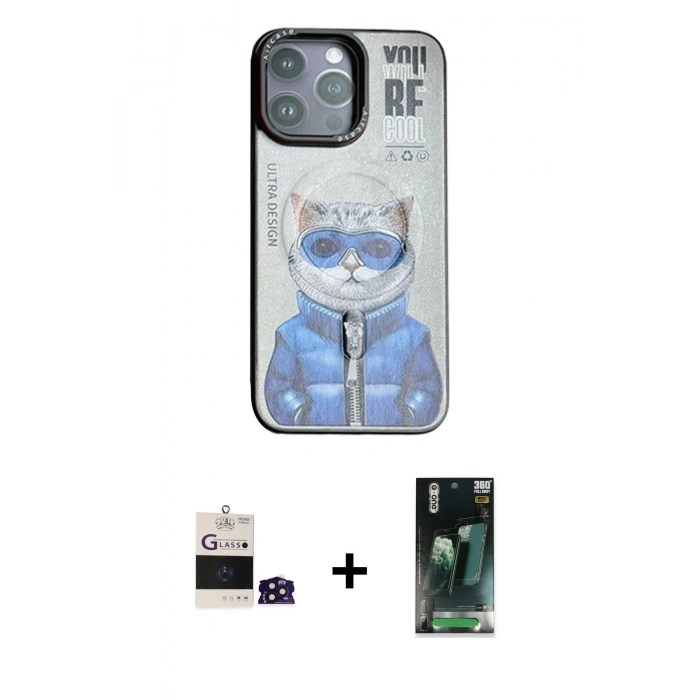MARSİLYAN™- iPhone 14 Pro Max Kılıf Siluet Modern Özel Seri - Şeffaf 360 Full Body Arka Koruyucu + Bilvis Titan Kamera Lens - DNMR
