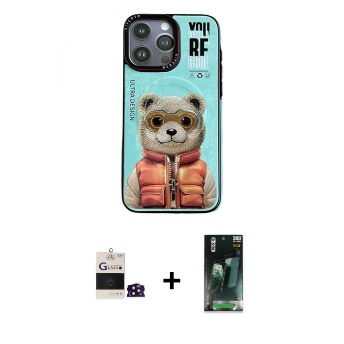 MARSİLYAN™- iPhone 14 Pro Max Kılıf Siluet Modern Özel Seri - Şeffaf 360 Full Body Arka Koruyucu + Bilvis Titan Kamera Lens - DNMR