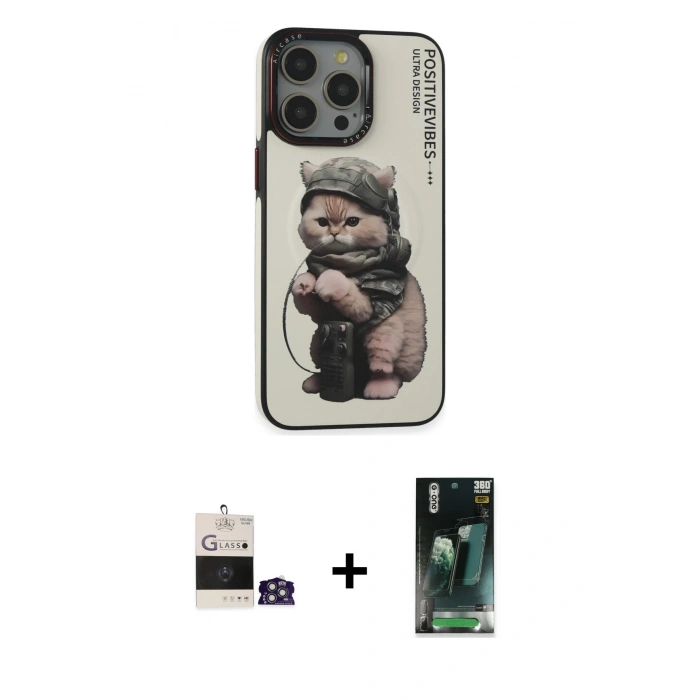MARSİLYAN™- iPhone 14 Pro Max Kılıf Siluet Modern Özel Seri - Şeffaf 360 Full Body Arka Koruyucu + Bilvis Titan Kamera Lens - GS
