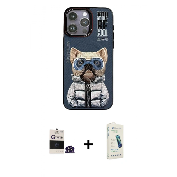 MARSİLYAN™- iPhone 14 Pro Max Kılıf Siluet Modern Özel Seri - Şeffaf Pasifik Cam Ekran Koruyucu + Bilvis Titan Kamera Lens - DNMR